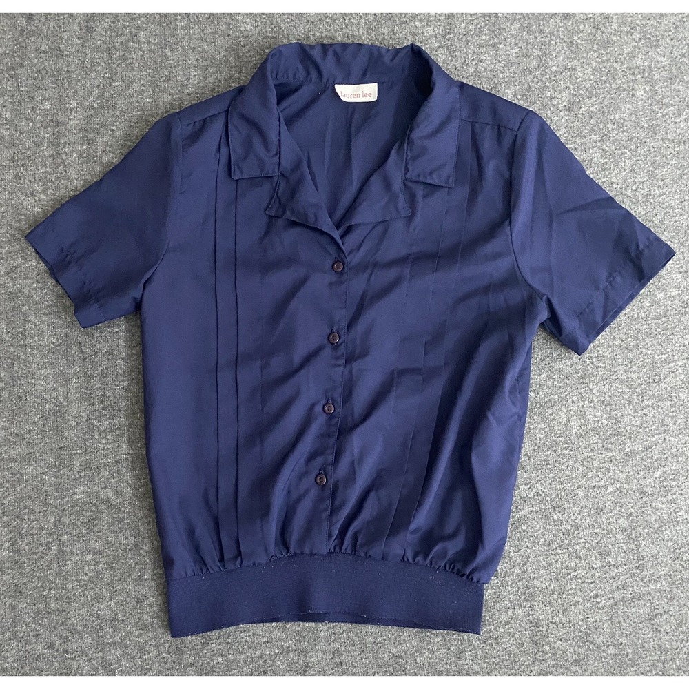 Lauren Lee Womens Short Sleeve Shirt Top Blue Size S